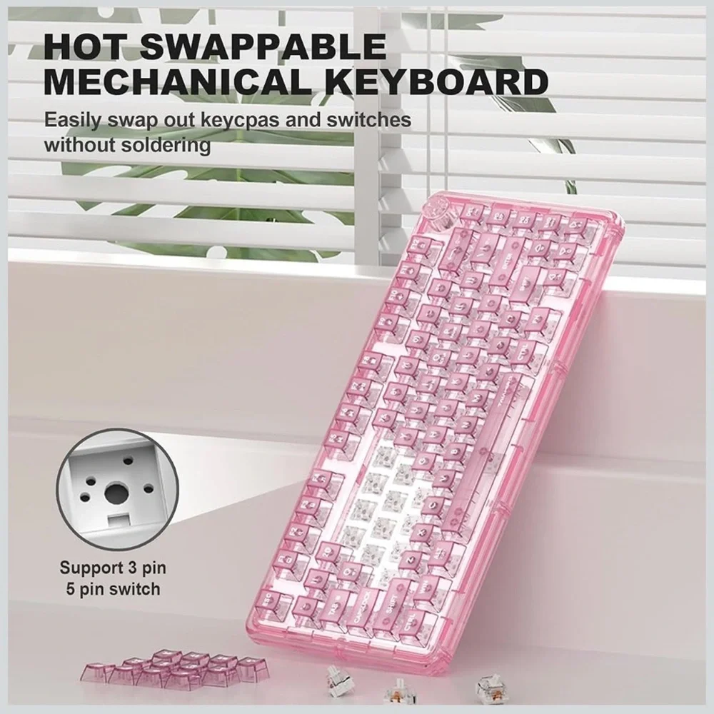 RGB Wireless Gaming Keyboard - Translucent Pink